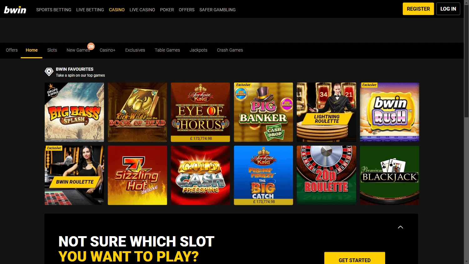 Bwin Casino desktop promotions area showing casino offers